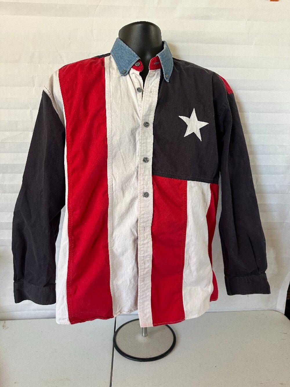 Urgent Gear Texas Flag Shirt Men’s Long Sleeve Button Down Size L Western Style